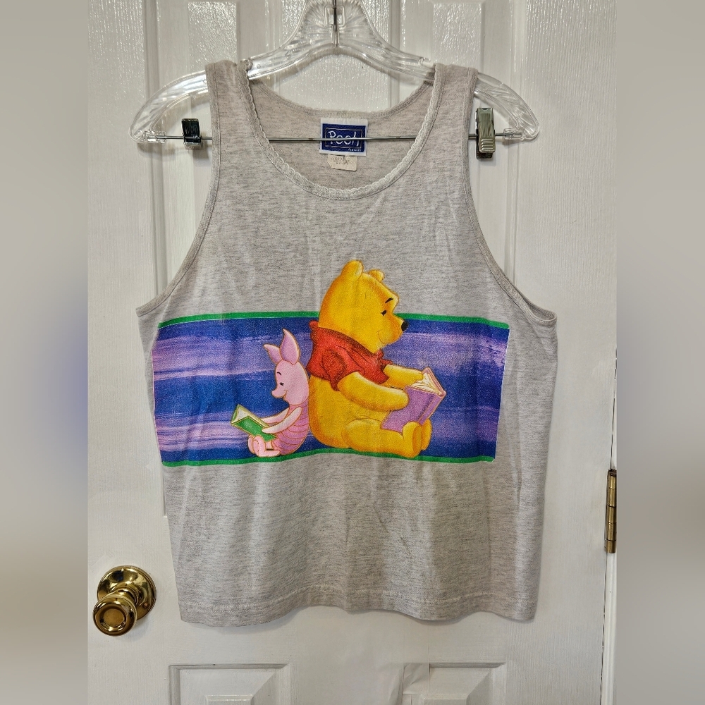 Vintage Winnie The Pooh Gray Tank Top Size Med